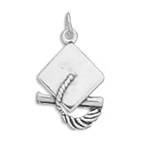 SterlingSilverCharm.75inchGraduationCap,2.1grams