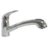 Designer Pull-out RV Kitchen Faucet with Pedestal Ring in Chrome Polished Finish - Fits Most Recreational Vehicles