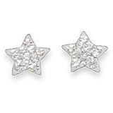 Sterling Silver Star Stud Earrings with 11 Clear Crystals