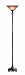 Lite Source LS-9578D/BRZ Victoria Torchiere Lamp, Dark Bronze with Amber Glass Shade