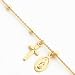 14k Yellow Gold Polished Cross & Guadalupe Medal Anklet
