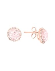 Meira T 14K Rose Gold Diamonds & 5.66ct Pink Morganite Stud Earrings