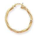 14k Polished 3mm Twisted Hoop Earrings