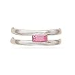 Toe Ring - Sterling Silver Double Band - Emerald Cut Pink Crystal