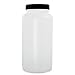Qorpak Natural HDPE Wide Mouth Round Bottle with Black Phenolic Solid Polyethylene Lined Cap