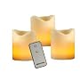 Flameless Three Pack of Ivory Pillar Candles with Remote Control - 3"