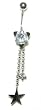 14 karat White Gold Belly Button Ring Trillion Gem in Star Setting