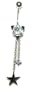 14 karat White Gold Belly Button Ring Trillion Gem in Star Setting