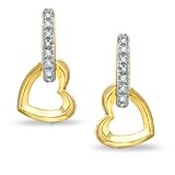Diamond Accent Heart Bar Dangle Earrings in 18K Gold-Plated Sterling Silver SOLD ORDER