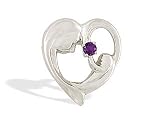 14K White Gold Genuine Round Amethyst Mother with Child Pendant