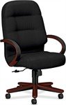 Hon Executive High Back Black Swivel Chair with Mahogany Frame