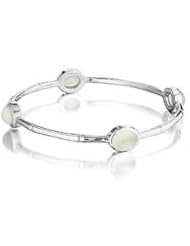 Thistle & Bee Sterling Silver Bamboo Bangle Bracelet With Moonstones
