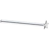 Solid 14KT White Gold Star Straight Fishtail 3/4 - 18 Gauge