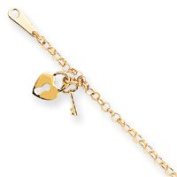 14k Lock and Key Anklet - 9 Inch by JewelryWeb