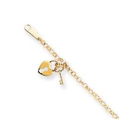 14k Lock and Key Anklet - 9 Inch by