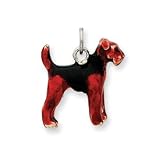 Sterling Silver Enameled Airedale Dog Charm
