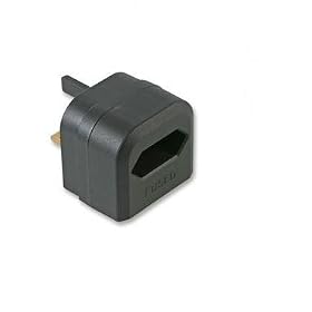 Ex-Pro Euro European Clamping fast on fast off - Converter Plug with power connections Black / 3amp - easily convert European 2pin mains lead circular type connections to UK standard plug.