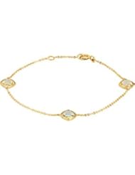 14K Yellow-Gold Genuine Green Quartz & Lemon Quartz Bracelet by US Gems