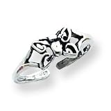 Sterling Silver Antiqued Butterfly Toe Ring