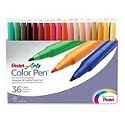 Pentel Color Pen Set, Set of 36  Assorted Colors (S360-36)