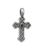 Pewter Cross Pendant with Simulated Black Onyx Center. Lead Free.