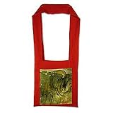 Cotton shoulder bag, 'Elephantine Abstractions' (red)
