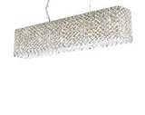 Schonbek RE2506A Silver / Clear Swarovski Geometrix--Refrax Strip Crystal Seven Light Down Lighting Island / Billiard Fixture from the Geometrix--Refrax Strip Collection