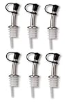 Chrome Plated Bottle Pourer with Cap and Plastic Cork - Set of 6
