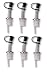 Chrome Plated Bottle Pourer with Cap and Plastic Cork - Set of 6