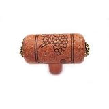 1-3/4 x 1-1/2 Wine Cork T- Knob - Cherry - with Gold Grapes Accents