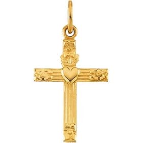 14K Yellow Gold Child's Cross W/Heart Pendant This Item Is Approximately 0.3 grams