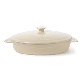 Calphalon Ceramic Vanilla 2 Quart Covered Oval Baker with Lid by Calphalon