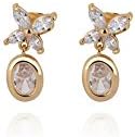 Clero Jewelry Gold Filled earring CCBeauty Gold Plated Oval Clear Crystal Flower Dangle Drop earring earrings