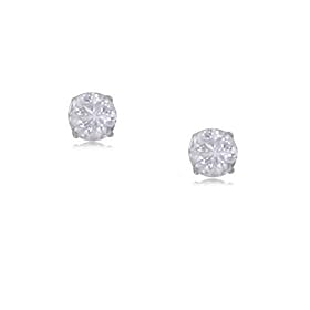 14K White Gold Diamond Stud 1 Carat Solitaire Earrings: GEMaffair.com