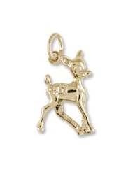 Rembrandt Charms, Deer Fawn Charm in Solid Sterling Silver or Gold