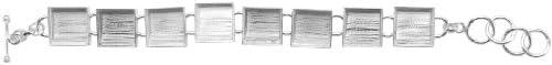 Amate Studios Designer Deep Welled Square Link Bracelet Base, 1/Pkg, Silver Overlay, 16.17-Millimeter