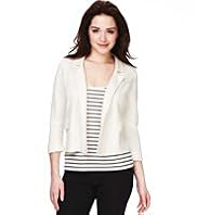 Petite Open Front Notch Lapel Boxy Blazer