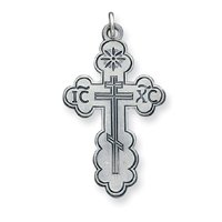 Sterling Silver Orthodox Cross with 20 Inch Sterling Silver Chain