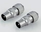 Pair of Male TV Aerial Coax Plugs by electrosmart® - Nickel Plated with Solder Free Clamping Screw