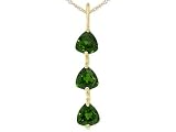 10KT .92CTW CHROME DIOPSIDE 3 STONE PENDANT WITH CHAIN