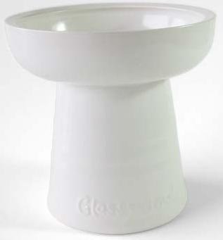 Raised Stoneware Dry Food or Water Bowl - Eggshell White