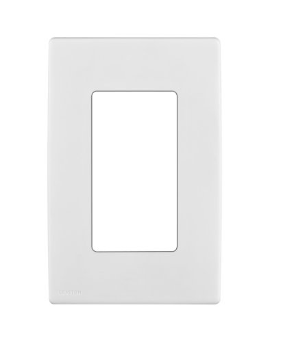 Leviton Renu REWP1-WW One-Gang Screwless Snap-On Wallplate, White on White