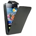 SAMSUNG GALAXY S2 I9100 BLACK LEATHER FLIP CASE / COVER/ SKIN SCREEN PROTECTOR AND CAR CHARGER