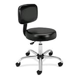 HON Company Products - Medical Exam Stool, Adjustable Height, 24-1/4x271/4x36, BK - Sold as 1 EA - Medical Exam Stool features an upholstered back, polished base and antimicrobial vinyl covering. Functions include 360-degree swivel, pneumatic seat-height adjustment, back height adjustment and seat depth adjustment. 24 diameter five-star base features polished chrome and dual wheel, hooded 2 casters. Stool offers a versatile solution for medical examination rooms, a nurse's office or file ro