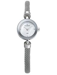 Skagen Mother of Pearl Crystals Dial Stainless Steel Mesh Bangle Ladies Watch 207SSSS1