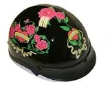 500-DOT Black Rose Motorcycle Helmet