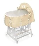 Badger Basket Portable Bassinet N Cradle with Toybox Base, Ecru Waffle Pleated
