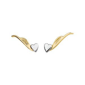 Genuine Ibiza (TM) 14K Yellow Gold Earrings. Two Tone Heart Ear Trim - 1.13 grams. 100% Satisfaction Guaranteed.