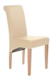 Stuhl beige Gestell aus massiver Buche, Polsterung hochwertiges Imitationsleder; Maße (B/H/T) cm: 46 x 101 x 60 SH:50