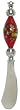 Individually Gift Boxed Spreader Knife with Decorative Glass Red Murano Top Set of Two